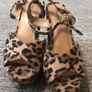 Leopard strap wedges